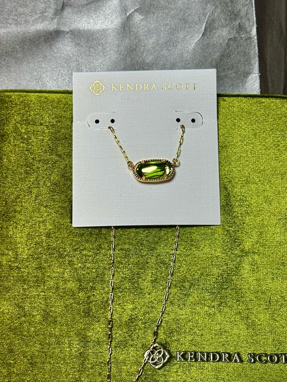 Kendra Scott New Elisa Pendant Peridot Green & Gold Necklace - Picture 1 of 1